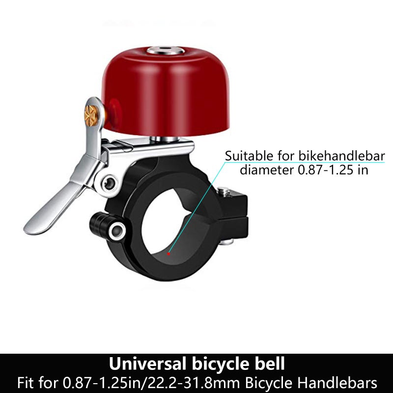 Greallthy Bike Bell Classic Brass Bicycle Bell,Bike Bells for Adults Kids, Loud Retro Bell for Road & Mountain Bikes, Universal Handlebar Fit (Red). - Image 3